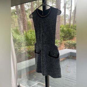 Zara navy blue and white tweed mini dress